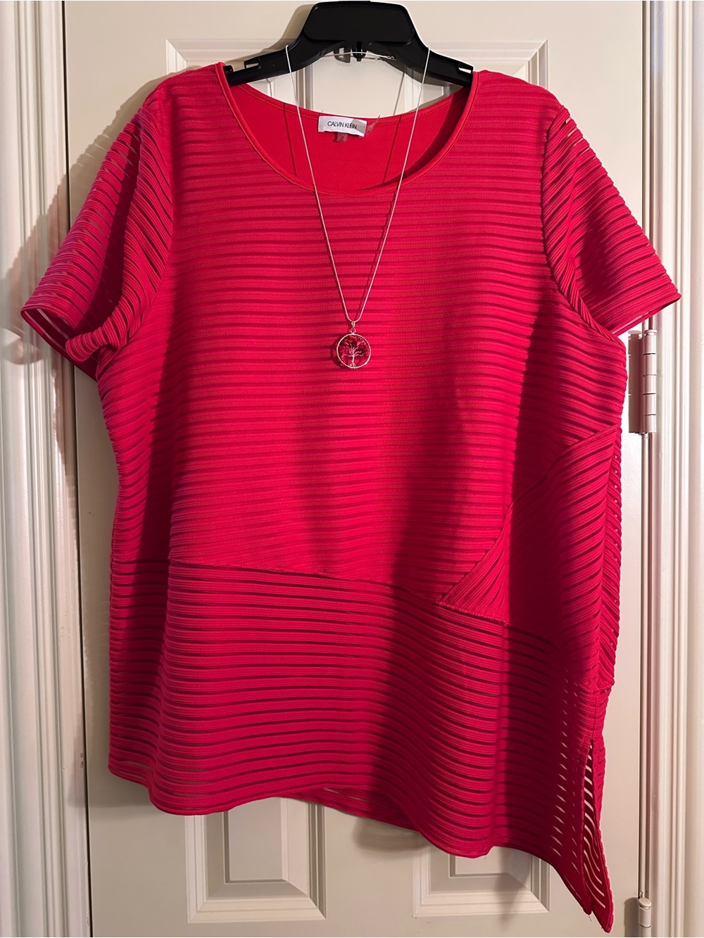 Calvin Klein Short Sleeve Red Blouse